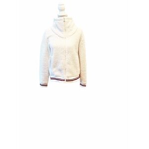 Tommy Hilfiger women’s Sherpa zip up teddy white jacket Size Medium